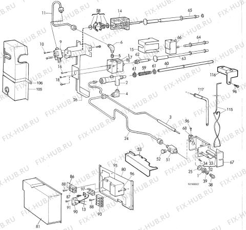 Взрыв-схема холодильника Electrolux RM2604 - Схема узла C20 Comb. armature  H